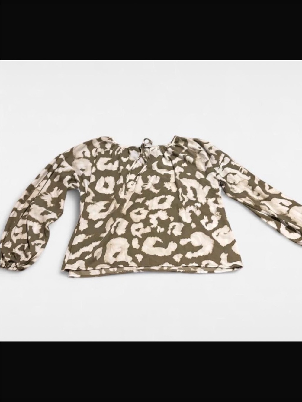 Elizabeth and James Kids Olive and Cream Tie-Neck Blouse